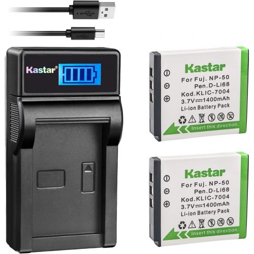  Kastar Battery (X2) & LCD Slim USB Charger for Fujifilm NP-50 BC-50 BC-45W and Fuji FinePix F200EXR F75EXR F70EXR F100fd F60fd F50fd XF1 XP100 XP150 XP170 X20 F605EXR F660EXR F775E