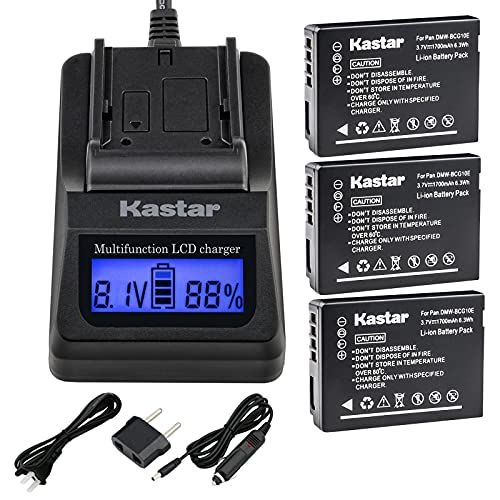  Kastar LCD Fast Charger & Battery X3 for Panasonic Lumix DMC-ZS5 DMC-ZS6 DMC-ZS7 DMC-ZS8 DMC-ZX1 DMC-ZX3 DMC-3D1 Digital Camera and Panasonic DMW-BCG10 DMW-BCG10E DMW-BCG10GK DMW-B