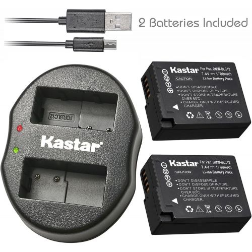  Kastar Battery X2 & Dual USB Charger for Panasonic DMW-BLC12 Lumix DMC-FZ200 FZ300 DMC-FZ1000 FZ2000 FZ2500 DMC-G5 DMC-G6 DMC-G7 DMC-GX8 DMC-G85 DMC-GH2 Sigma BP-51 dp1 dp2 dp3 Lei