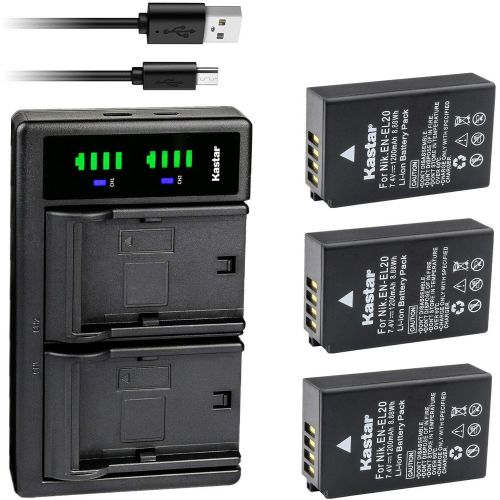  Kastar 3-Pack Battery and LTD2 USB Charger Replacement for Nikon Coolpix P950, Nikon Coolpix P1000, Nikon Coolpix A, Nikon 1 AW1, Nikon 1 J1, Nikon 1 J2, Nikon 1 J3, Nikon 1 S1, Ni