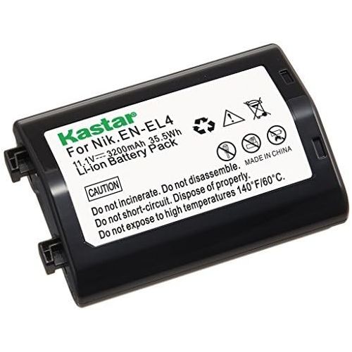  Kastar LCD Dual Smart Fast Charger & Battery (1 Pack) for Nik EN-EL4, EN-EL4A, ENEL4, ENEL4A and Nik D2Z, D2H, D2Hs, D2X, D2Xs, D3, D3S, D3X, F6 Camera, Nik MB-D10, D300, D300S, D7
