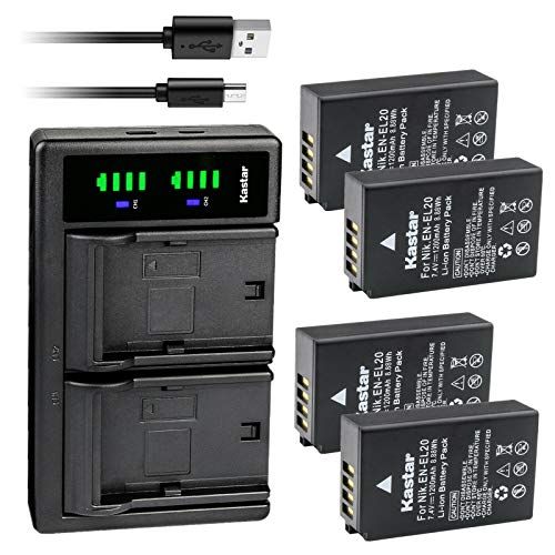  Kastar 4-Pack Battery and LTD2 USB Charger Replacement for Nikon Coolpix P950, Nikon Coolpix P1000, Nikon Coolpix A, Nikon 1 AW1, Nikon 1 J1, Nikon 1 J2, Nikon 1 J3, Nikon 1 S1, Ni