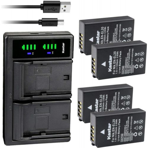  Kastar 4-Pack Battery and LTD2 USB Charger Replacement for Nikon Coolpix P950, Nikon Coolpix P1000, Nikon Coolpix A, Nikon 1 AW1, Nikon 1 J1, Nikon 1 J2, Nikon 1 J3, Nikon 1 S1, Ni