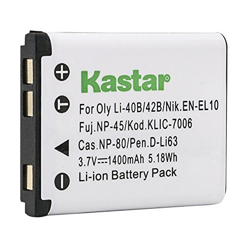  Kastar Digital Camera Replacement Lithium-Ion Battery Compatible with Fuji NP-45, Kodak KLIC-7006, EN-EL10, Pentax D-LI63, D-Li108, Olympus LI-40B, LI-42B, Casio NP-80, Sanyo Xacti