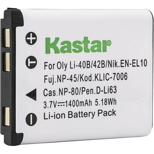  Kastar Digital Camera Replacement Lithium-Ion Battery Compatible with Fuji NP-45, Kodak KLIC-7006, EN-EL10, Pentax D-LI63, D-Li108, Olympus LI-40B, LI-42B, Casio NP-80, Sanyo Xacti