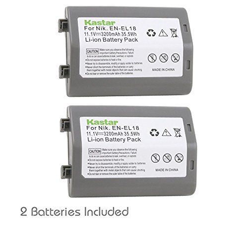  Kastar Battery (2-Pack) for Nikon EN-EL18, EN-EL18a, ENEL18, ENEL18a, MH-26, MH-26a, MH26 and Nikon D4, D4S, D5, D6 Digital SLR Camera, Nikon MB-D12, D800, D800E Battery Grip