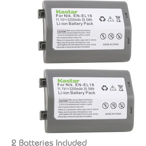  Kastar Battery (2-Pack) for Nikon EN-EL18, EN-EL18a, ENEL18, ENEL18a, MH-26, MH-26a, MH26 and Nikon D4, D4S, D5, D6 Digital SLR Camera, Nikon MB-D12, D800, D800E Battery Grip
