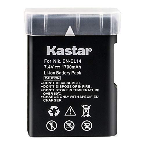  Kastar Battery Replacement for Nikon EN-EL14 EN-EL14a MH-24 MH-24a and Nikon D3100 D3200 D3300 D3400 D3500 D5100 D5200 D5300 D5500 D5600 DF Coolpix P7000 P7100 P7700 P7800 DSLR Cam