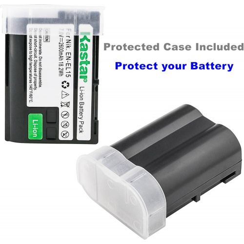  Kastar ENEL15 Battery 1 Pack for EN-EL15, D850, D750, D7000, D7100, D7200, D7500, D800, D800E, D810, D600, D610, 1 V1 DSLR Camera and MB-D11, MB-D12, MB-D14, MB-D15, MB-D16 Grip