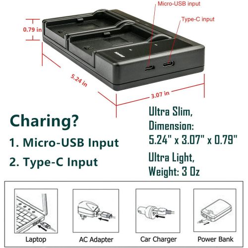  Kastar 4-Pack Battery and LTD2 USB Charger Replacement for Panasonic AG-VBR59, AG-VBR89G, AG-VBR118G, AG-BRD50 AG-BRD50P, AG-B23 AG-B23P, Panasonic HC-MDH2M, Lumix BGH1 Cinema, Lum