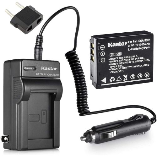  Kastar Li-Ion Battery + Charger for Panasonic LUMIX DMC-TZ1 DMC-TZ2 DMC-TZ3 DMC-TZ4 DMC-TZ5 CGA-S007 CGA-S007A + Car Plug