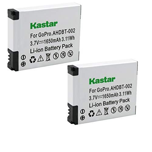  Kastar AHDBT-002 Battery (2-Pack) Replacement for GoPro AHDBT-001, AHDBT-002 Work with GoPro HD HERO1, HERO2, GoPro Original HD Hero Cameras