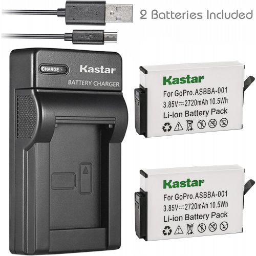  Kastar Battery 2 Pack and Slim USB Charger for GoPro ASBBA-001 Battery and GoPro Fusion 360-Degree Action Camera
