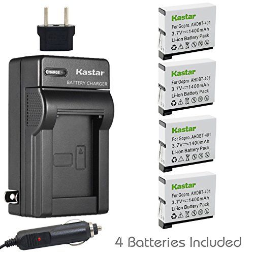  Kastar Battery (4-Pack) and Charger Kit for GoPro HERO4 and GoPro AHDBT-401, AHBBP-401 Sport Cameras