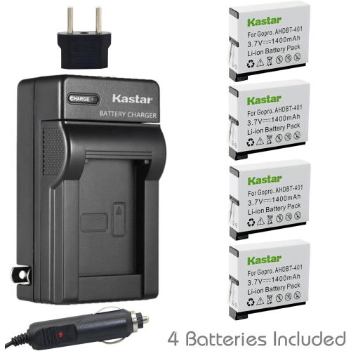  Kastar Battery (4-Pack) and Charger Kit for GoPro HERO4 and GoPro AHDBT-401, AHBBP-401 Sport Cameras