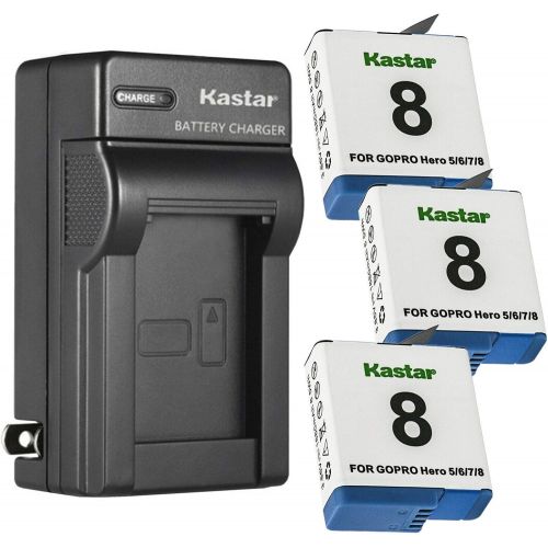  Kastar 3-Pack Battery and AC Wall Charger Replacement for Gopro HERO8 Silver, Hero 8 HD Silver, Hero 7 Action Camera, HERO7 Black, Hero 7 HD Black, HERO7 Silver, Hero 7 HD Silver,