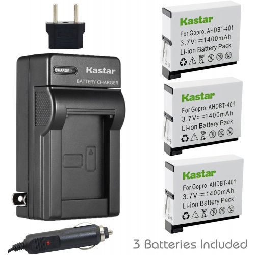  Kastar Battery (3-Pack) and Charger Kit for GoPro HERO4 and GoPro AHDBT-401, AHBBP-401 Sport Cameras