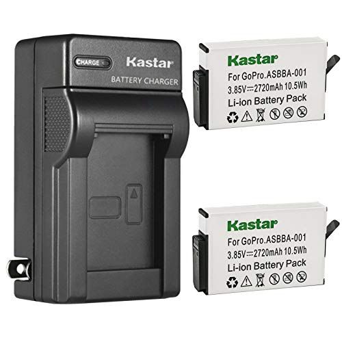  Kastar 2-Pack ASBBA001 Battery and AC Wall Charger Replacement for GoPro Camera ASBBA-001 Fusion Battery, GoPro ASBBA-001 Battery, GoPro Fusion 360-Degree Action Camera, GoPro Fusi