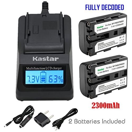  Kastar Fast Charger and Battery (2-Pack) for Sony NP-FM30 NP-FM50 NP-FM51 NP-QM50 NP-QM51 NP-FM55H and CCD-TR DCR-PC DCR-TRV DCR-DVD DSR-PDX GV HVL Series Camcorder (search the mod