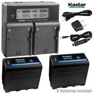 Kastar LCD Dual Fast Charger + 2x Battery for Sony NP-F970 Pro NP-F990 NP-F975NP-F960 NP-F950 NP-F930 NP-F770 NP-F750 NP-F730 NP-F570 NP-F550 NP-F530 NP-F330 Battery, Sony Camcorde