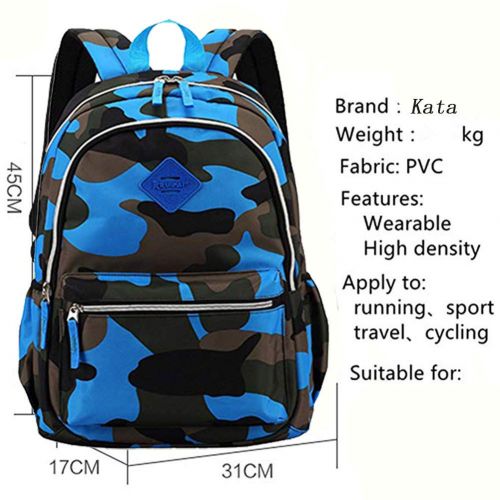  Kata School Backpack Elementary School Bags Casual Daypack Kids Bookbag for Boys and Girls (Camouflage Blue)