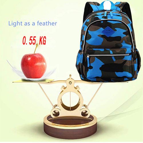  Kata School Backpack Elementary School Bags Casual Daypack Kids Bookbag for Boys and Girls (Camouflage Blue)