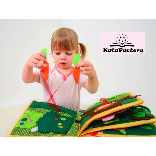  KataFactory Quiet book for toddlers - animals of wooden - soft book - montessori toy - busy book - christmas gift