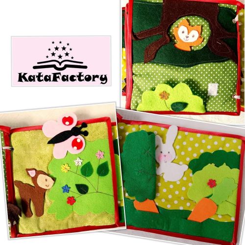  KataFactory Quiet book for toddlers - animals of wooden - soft book - montessori toy - busy book - christmas gift