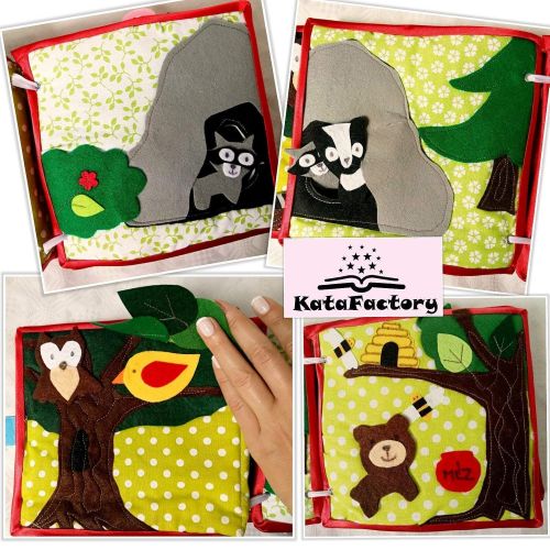  KataFactory Quiet book for toddlers - animals of wooden - soft book - montessori toy - busy book - christmas gift