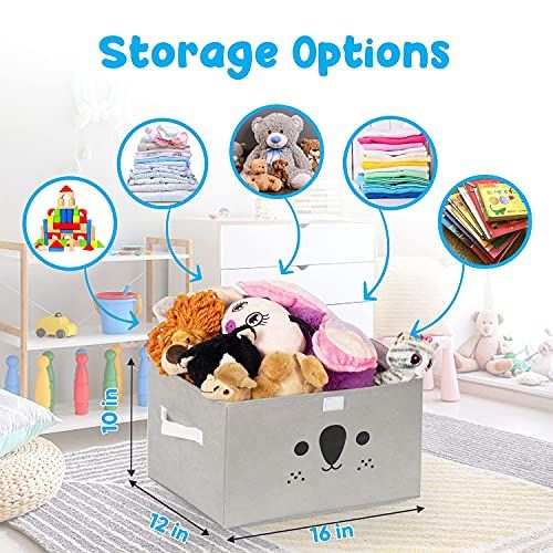  Katabird Toy Storage Box for Kids and Baby - Collapsible Koala Toy Chest Organizer for Boys & Girls with Flip-Top Lid - Toy Bin to Keep Nursery and Playroom Fun & Tidy