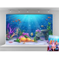 Kate 10x6.5ft Blue Under The Sea Photo Studio Background for Photography Colorful Fish Backdrop Fairy Tale Backdrops Booth