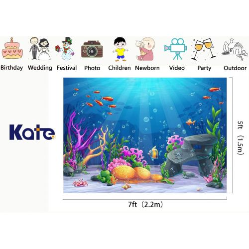  Kate 10x6.5ft Blue Under The Sea Photo Studio Background for Photography Colorful Fish Backdrop Fairy Tale Backdrops Booth