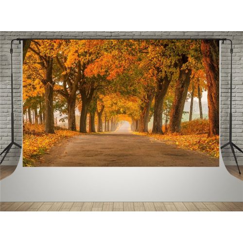  Kate 10x10ft Autumn Photography Backdrops Beautiful Country Road Background Yellow Leaves Backdrop