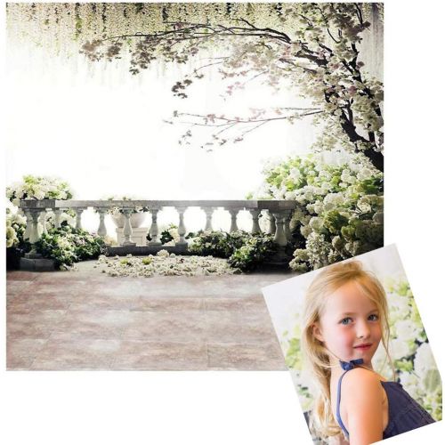  Kate 10x20ft Scenic White Flowers Photography Backdrops Brick Floor Family Balcony Tree Photo Background for Children Studio Video
