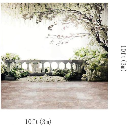  Kate 10x20ft Scenic White Flowers Photography Backdrops Brick Floor Family Balcony Tree Photo Background for Children Studio Video