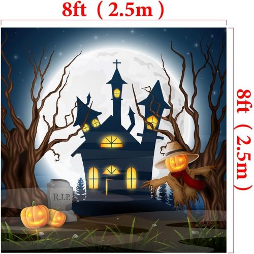  Kate 7ft(W) x5ft(H) Halloween Night Sky Photography Background Pumpkin Lantern with Hat Wood Backdrop for All Saints Day Decoration Backdrop