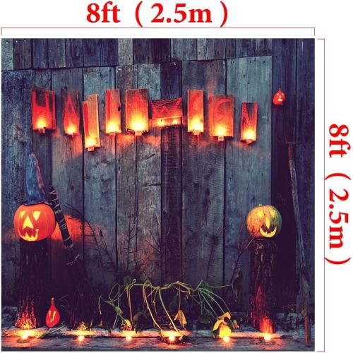  Kate 7ft(W) x5ft(H) Halloween Night Sky Photography Background Pumpkin Lantern with Hat Wood Backdrop for All Saints Day Decoration Backdrop