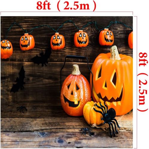  Kate 7ft(W) x5ft(H) Halloween Night Sky Photography Background Pumpkin Lantern with Hat Wood Backdrop for All Saints Day Decoration Backdrop