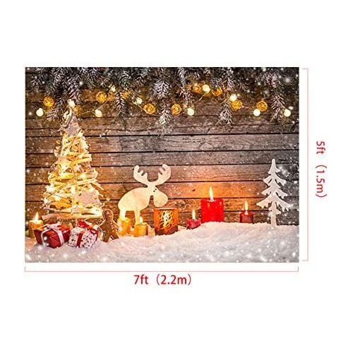  Kate 7x5ft/2.2m(W) x1.5m(H) Wood Backdrops Winter Snow Photography Backdrop Christmas Deer Bokeh Shiplap Backgrounds Family Professional Photography Studio