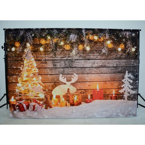  Kate 7x5ft/2.2m(W) x1.5m(H) Wood Backdrops Winter Snow Photography Backdrop Christmas Deer Bokeh Shiplap Backgrounds Family Professional Photography Studio