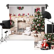 Kate Holiday Christmas Tree Backdrop Photography White Brick Fireplace Newborn Christmas Photo Studio Background 20x10ft(6x3m)