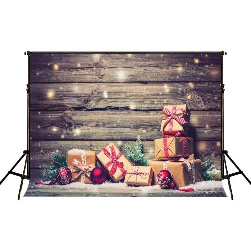  Kate 10x10ft Christmas Backdrop Brown Wooden Board Photography Background Glitter Snow Photo Backdrop