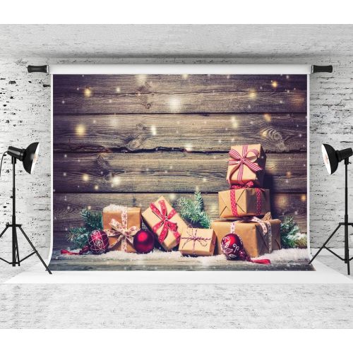  Kate 10x10ft Christmas Backdrop Brown Wooden Board Photography Background Glitter Snow Photo Backdrop