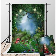 Kate Fairytale Photography Backdrops Dreamlike Forest Background Lighting Red Mushroom Photo Booth Backdrop Video 10x10ft