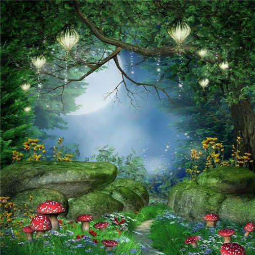  Kate Fairytale Photography Backdrops Dreamlike Forest Background Lighting Red Mushroom Photo Booth Backdrop Video 10x10ft