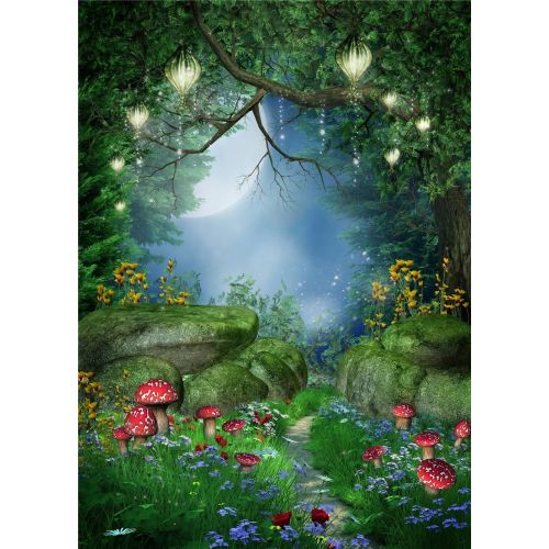  Kate Fairytale Photography Backdrops Dreamlike Forest Background Lighting Red Mushroom Photo Booth Backdrop Video 10x10ft