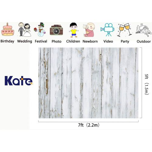  Kate 10x10ft White Wood Wall Photography Backdrops Faux Texture Background for Children