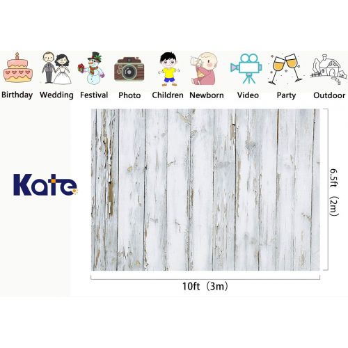  Kate 10x10ft White Wood Wall Photography Backdrops Faux Texture Background for Children