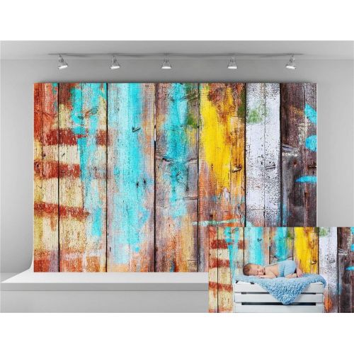  Kate 10x10ft Vintage Wood Wall Photography Backdrops Colorful Graffiti Background for Shooting