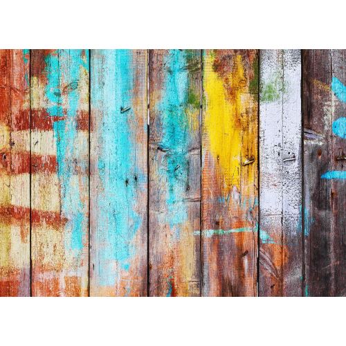  Kate 10x10ft Vintage Wood Wall Photography Backdrops Colorful Graffiti Background for Shooting